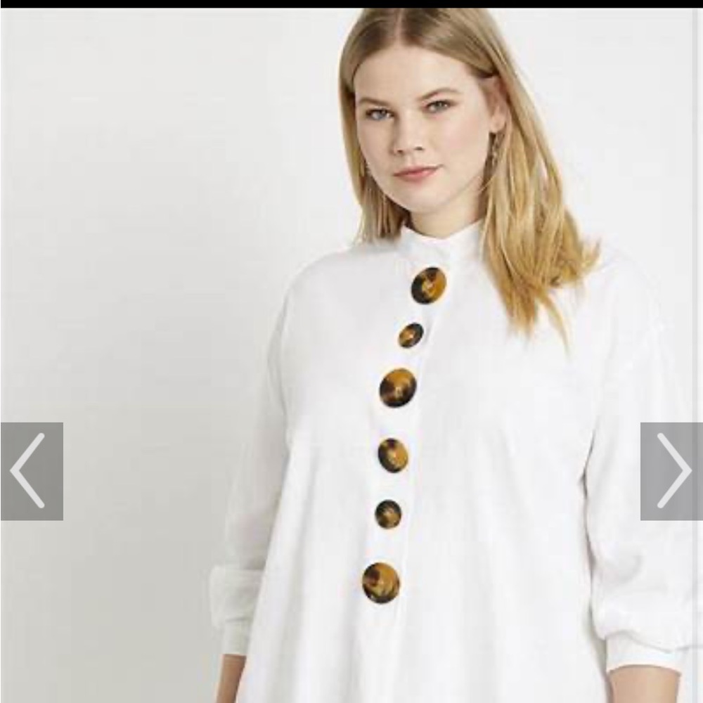 Eloquii Mock Neck Tortoise Button Detail Dress